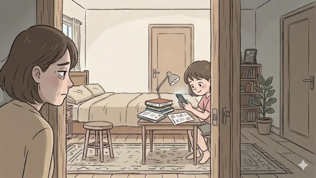 Con gái lớp 8 dùng điện thoại nhiều khiến học hành sa sút