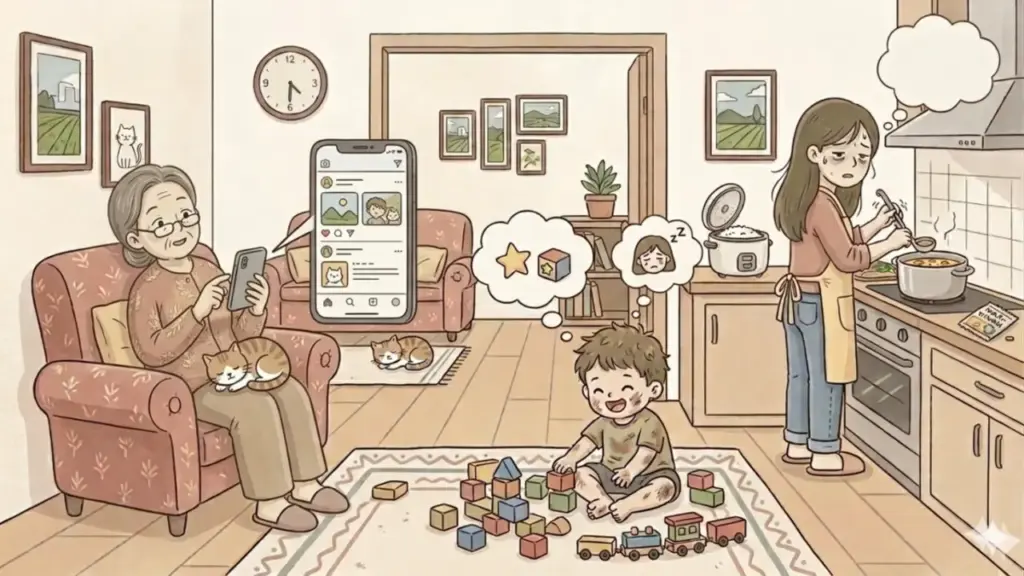 Mẹ chồng lướt điện thoại, để mặc cháu đói khi tôi đi làm về muộn