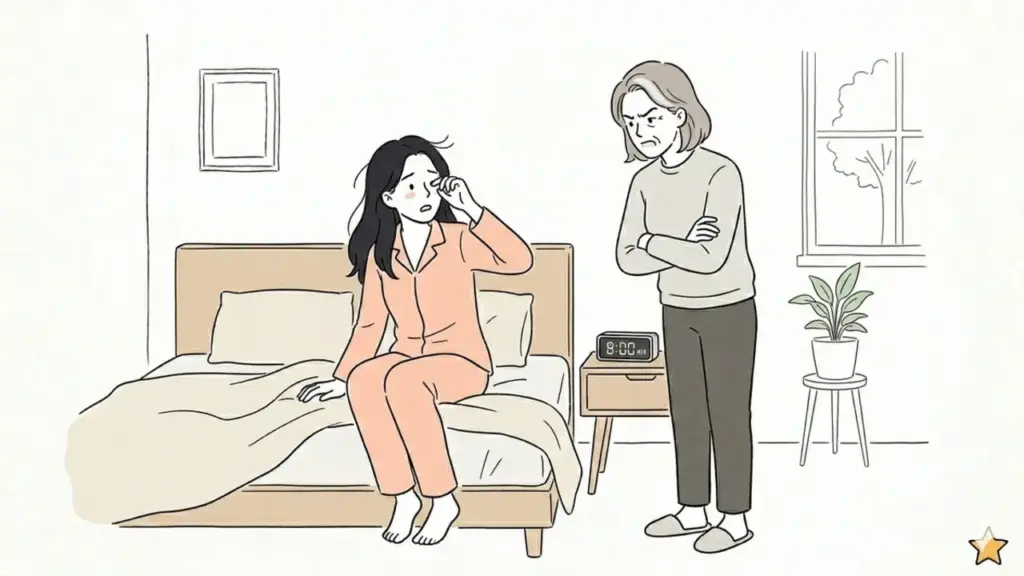 Em chồng có thể ngủ tới trưa, còn tôi dậy muộn một hôm là bị nói